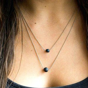 Pure Diffuser lava stones 2 tier Necklace